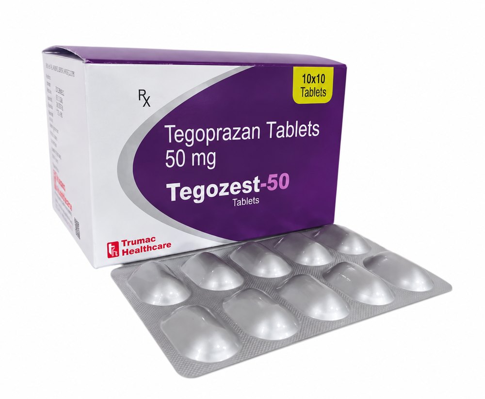 Tegozest-50 Tegoprazan Tablets 50 mg, 10x10 pack and blister from Trumac Healthcare &ndash; Tegoprazan PCD franchise, suppliers and third party manufacturing India